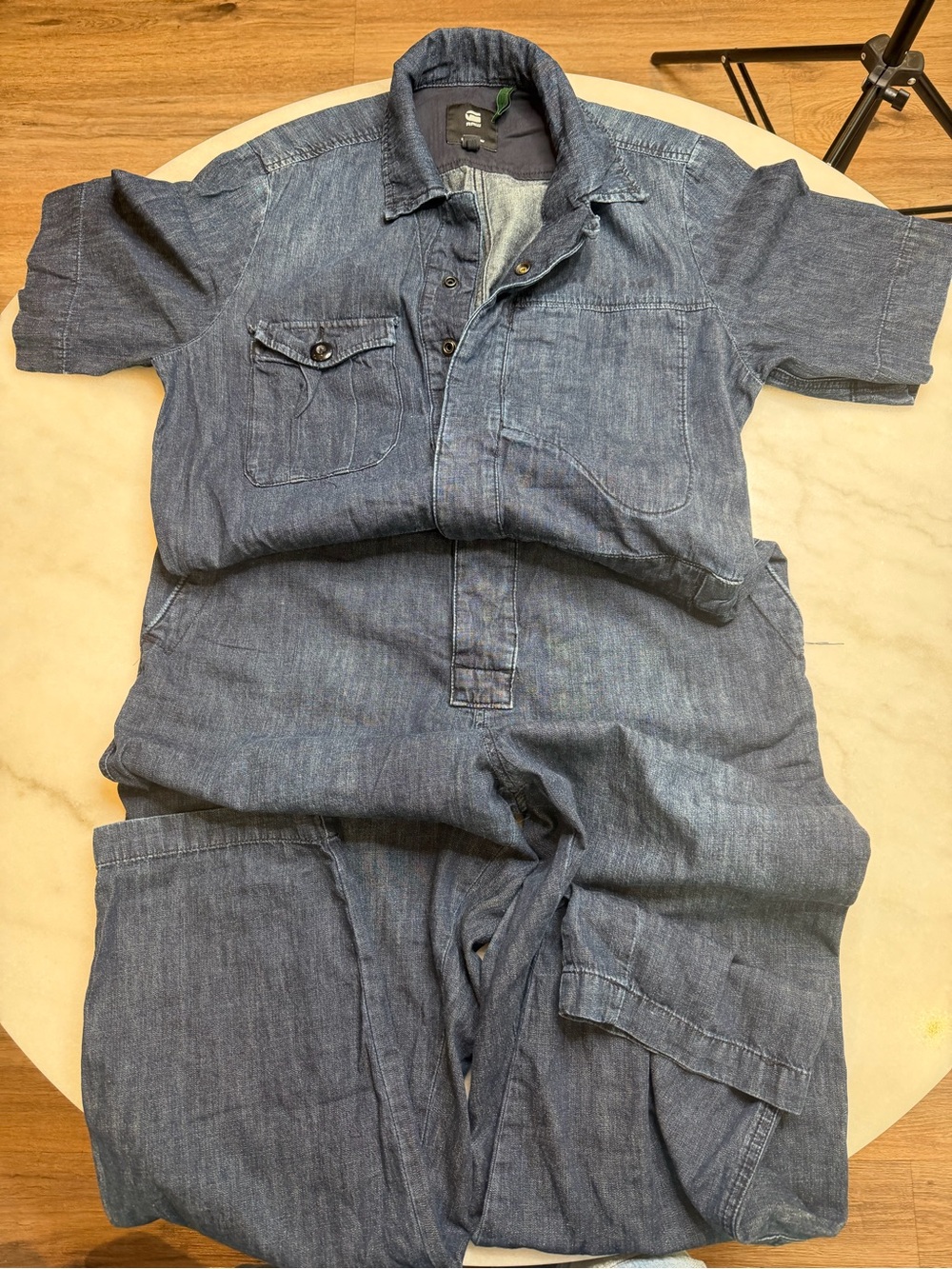 Denim GStar Work Jumpsuit / Romper in Medium Blue Size Large